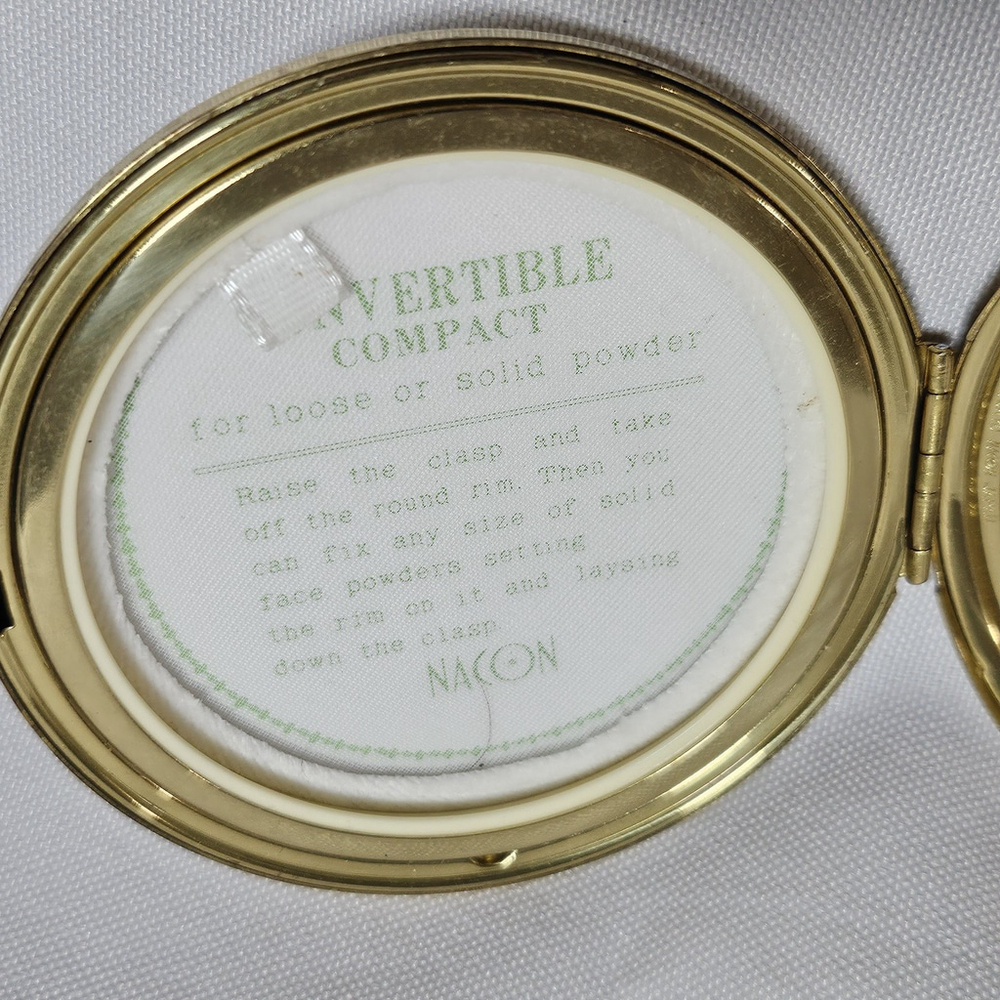 Vintage 1930-1940's Japan Art of Chokin Gold Silver Floral Nacon Compact Unused - Picture 3 of 12